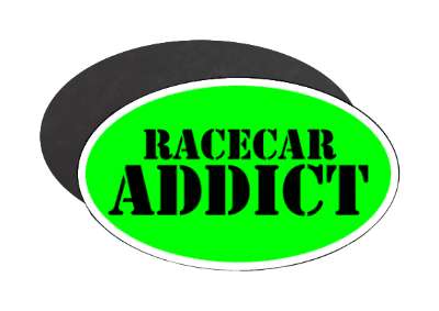 green stencil black racecar addict stickers, magnet