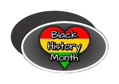 grey gradient black history month african flag colors heart stickers, magnet