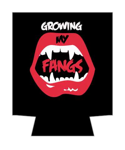growing my fangs lips sharp teeth vampire stickers, magnet