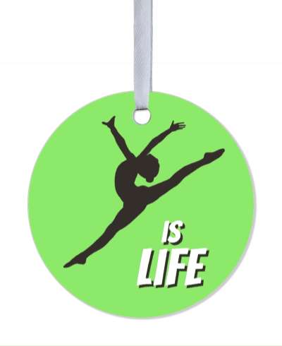 gymnastics is life silhouette green stickers, magnet