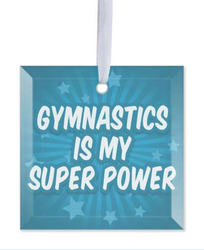 gymnastics is my super power blue gradient rays stars stickers, magnet