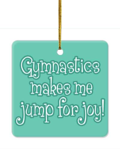 gymnastics makes me jump for joy teal stickers, magnet