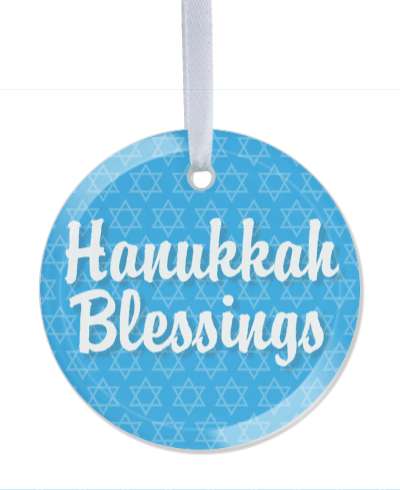 hanukkah blessings star of david pattern blue stickers, magnet