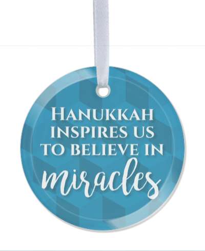 hanukkah inspires us to believe in miracles blue cube pattern stickers, magnet