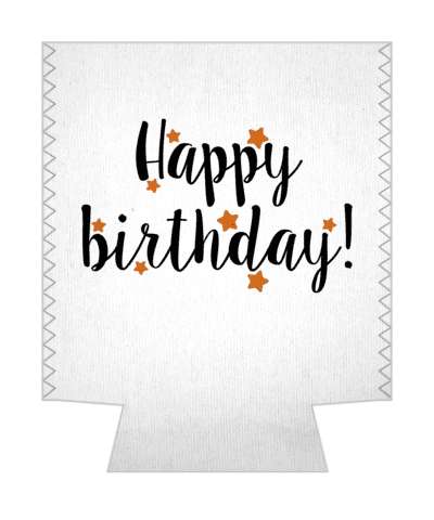 happy birthday black white cursive brown gold soft stars stickers, magnet