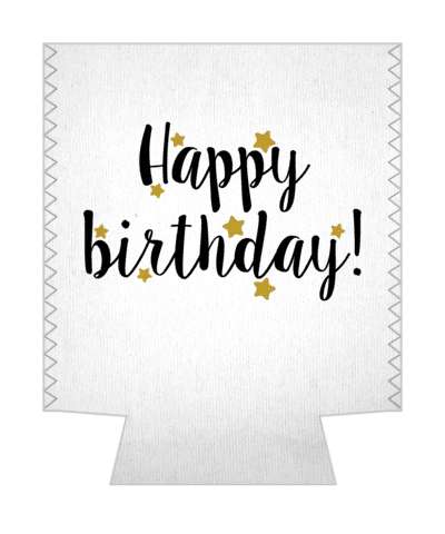 happy birthday black white cursive gold brown soft stars stickers, magnet