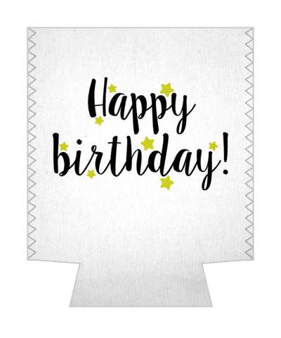 happy birthday black white cursive medium yellow soft stars stickers, magnet