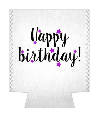 happy birthday black white cursive purple soft stars stickers, magnet