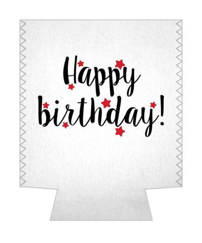 happy birthday black white cursive red soft stars stickers, magnet