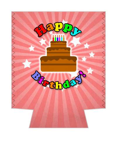 happy birthday candles ray rainbow pink stickers, magnet