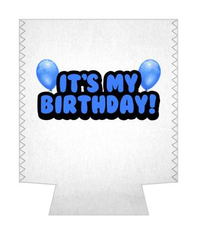 happy birthday cartoon fun balloons white blue stickers, magnet