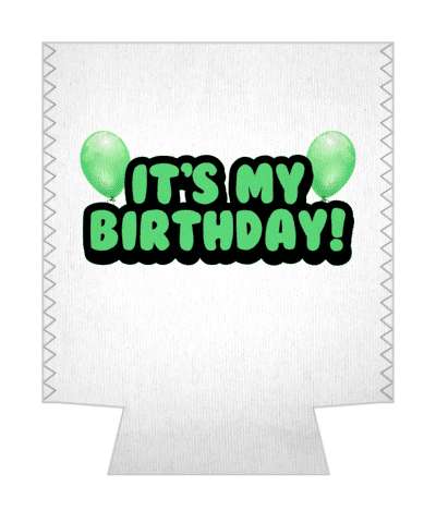 happy birthday cartoon fun balloons white green stickers, magnet