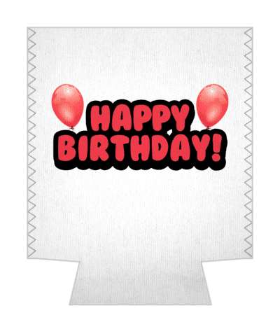happy birthday cartoon fun balloons white red stickers, magnet