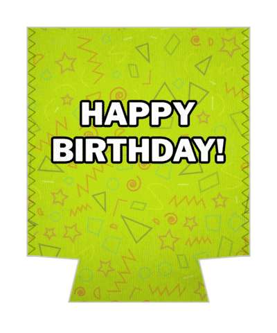 happy birthday scribbles green stickers, magnet