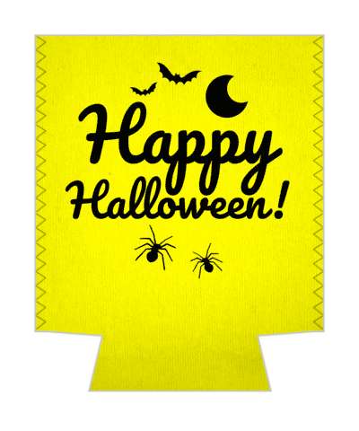 happy halloween bright yellow black bats moon spiders stickers, magnet