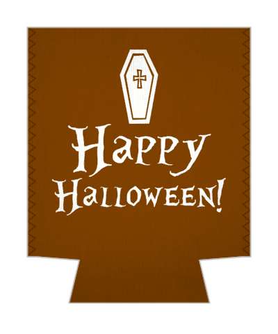 happy halloween coffin brown stickers, magnet