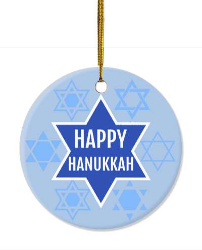 happy hanukkah light blue white star of david stickers, magnet