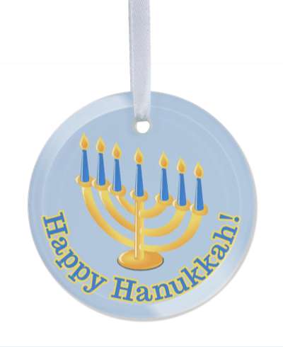 happy hanukkah menorah seven candles light blue stickers, magnet