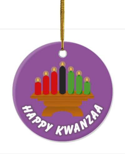 happy kwanzaa kinara seven candles purple stickers, magnet
