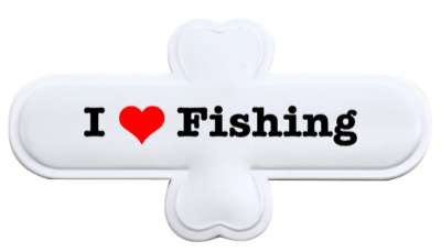 heart i love fishing stickers, magnet