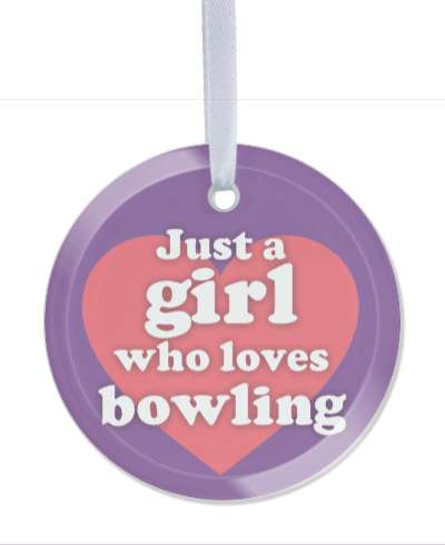 heart just a girl who loves bowling purple pink heart stickers, magnet
