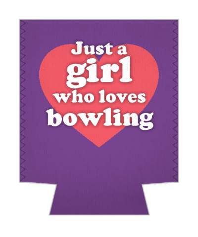 heart just a girl who loves bowling purple stickers, magnet