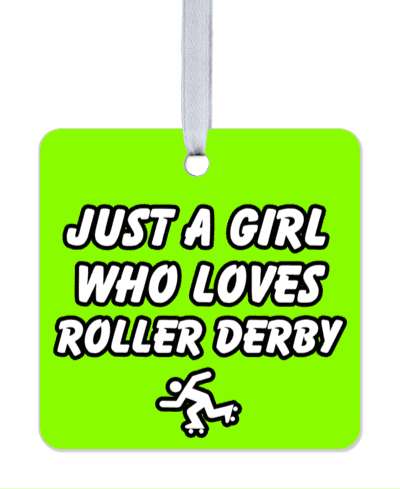 heart just a girl who loves roller derby green white stickers, magnet