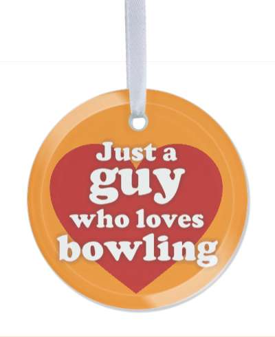 heart just a guy who loves bowling orange red heart stickers, magnet