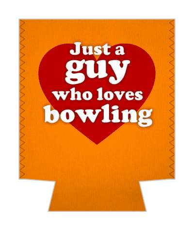 heart just a guy who loves bowling orange stickers, magnet