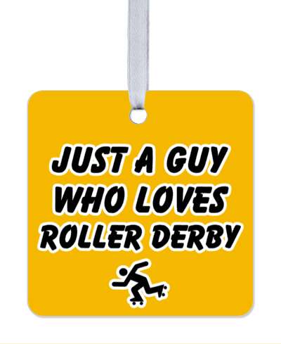 heart just a guy who loves roller derby orange stickers, magnet