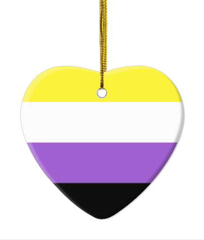 heart nonbinary pride colors flag lgbt stickers, magnet