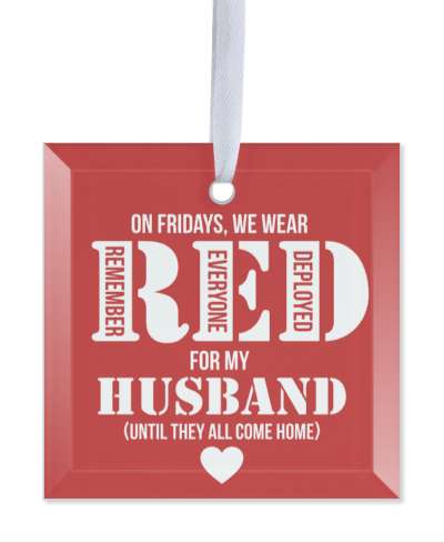 heart on fridays we wear red for my husband until they all come home remember everyone deployed stickers, magnet