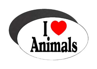 heart red i love animals stickers, magnet