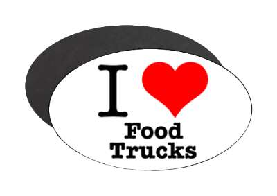 heart red i love food trucks stickers, magnet