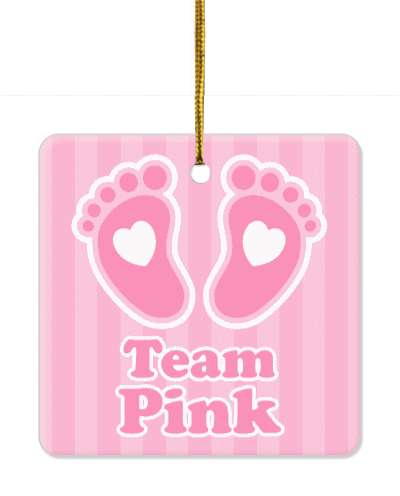 hearts team pink stripes baby footprints stickers, magnet