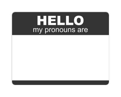 hello my pronouns are name tag black stickers, magnet