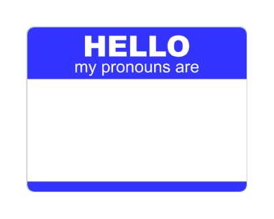 hello my pronouns are name tag blue stickers, magnet
