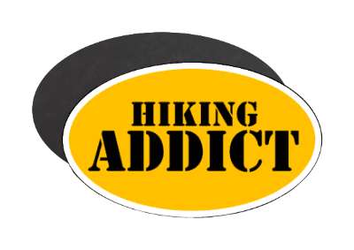 hiking addict orange bright stencil stickers, magnet