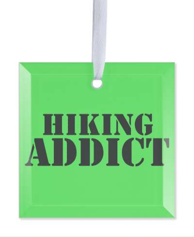 hiking addict stencil black green stickers, magnet