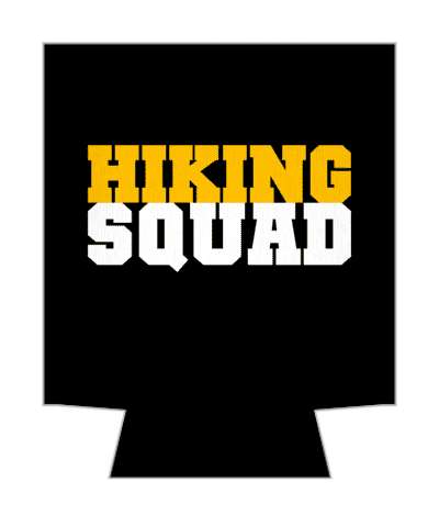 hiking squad black team orange white bold stickers, magnet