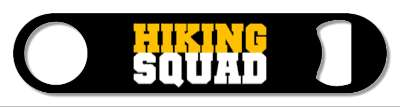 hiking squad team black orange white stickers, magnet
