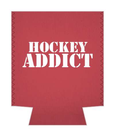 hockey addict stencil red bold stickers, magnet