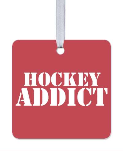 hockey addict stencil red white stickers, magnet