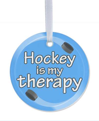hockey is my therapy hockey circle pucks stickers, magnet