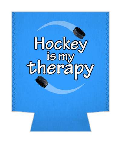 hockey pucks in a circle hockey is my therapy blue stickers, magnet