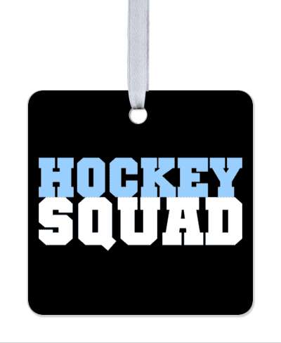 hockey squad pale blue black white stickers, magnet