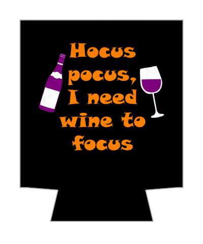 hocus pocus i need wine to focus black orange stickers, magnet