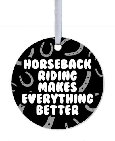 horseback riding makes everything better horseshoes black stickers, magnet