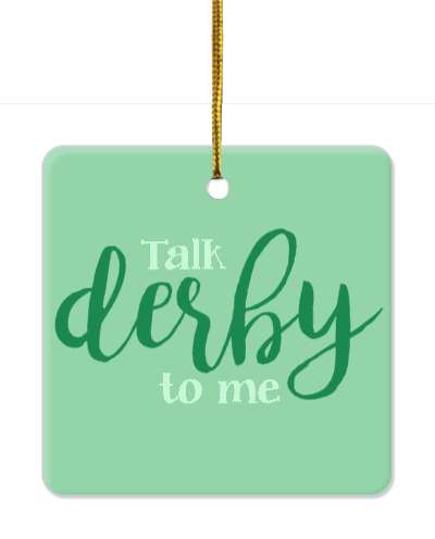horseback talk derby to me green cursive stickers, magnet