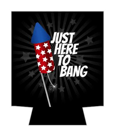 huge red white blue rocket just here to bang wordplay funny stickers, magnet